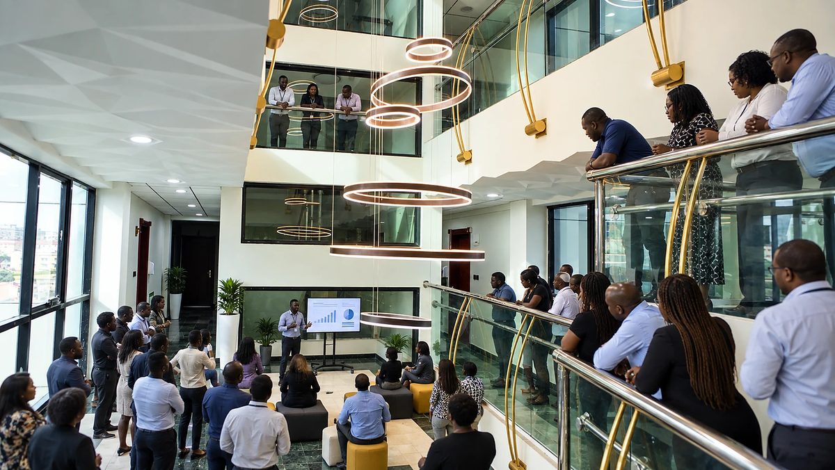 Réunion générale dans l'atrium
